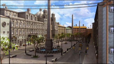ana kare düşük poly 3d mimarlık bina şehir inşaat ortamlar bahçe tarihi daha marc maya model mons piazza yer plaza Barcelona'nın Roma sahne ayarlayın Kare yapısı unity3d 3d print model - Mito3D