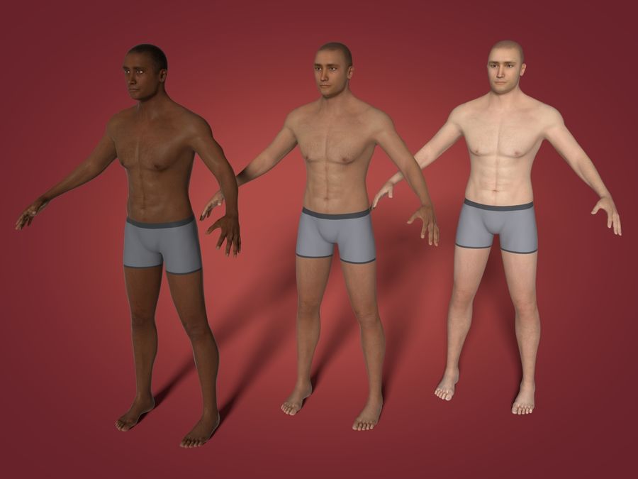 homme 3 textures - africaine l'anatomie arabes en arabe de l'athlète athlétique belle noir corps le brun caractère visage les gars beau tête l'homme des indiens sexe masculin modèle musculaire nude ocstard personnes réaliste la texture jeunes 3D print model - Mito3D