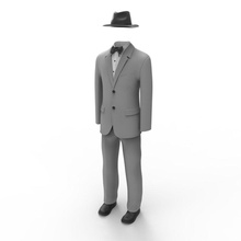 hombre suit1 4d cerebro de negocios carácter ropa la capa vestido moda formal sombrero chaqueta masculino maniquí modelo los pantalones camisa el traje empate 3d print model - Mito3D