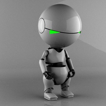 marvin paranoid android alien caractère électronique de fi gratuite la fiction futuriste galaxie guidée randonneur attelage remorque ignitelab machine modèle paranoïaque le robot sci science technologie 3d print model - Mito3D