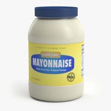 mayonnaise jar browntimmy condiment container dinner food ingredients jarred kitchen lunch mayo meal model refrigerator sandwich sauce top vray 3d print model - Mito3D