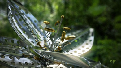 mecánica de la flor engranaje industrial máquina modelo naturaleza pixel épica planta robótica tecnología 3d print model - Mito3D