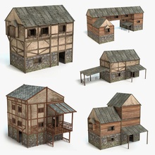 medieval house set abrams architecture building collection creations dwelling fantasy game historic home lower model old poly ready real stable structure time town village 3d print model - Mito3D