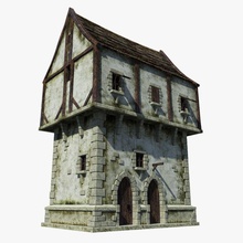 medieval house aged architecture building castle city environments fantasy historic knight middle model mud old sayoend stone structure village 3d print model - Mito3D