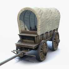 medieval wagon american carriage carrier cart cover game horse house lower model old pbr poly sergey ryzhkov tent transportation vehicle west wild wooden 3d print model - Mito3D