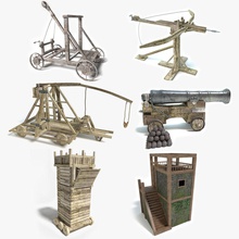 medieval weapons set abrams ancient artillery ballista battle bow catapulting collection creations model mortar old projectile real siege time tower war watch weapon wood wooden 3d print model - Mito3D