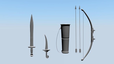 medieval weapons arrow bow carrier knife model saurabhbhau small sword weapon 3d print model - Mito3D