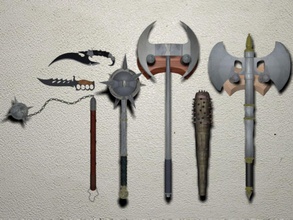 melee weapons axe battle blade club collection dagger downwrdspiral evil exotic fighting flail knight knuckle mace mid model morning pack pole set sharp spiked star talon warrior weapon 3d print model - Mito3D
