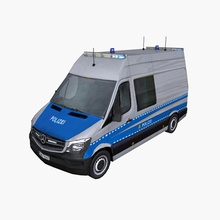 mercedes sprinter 2014 Alman polisi 3d 911 berlin araba klişe oyun ağır daha düşük model gerçekci polis polizei poly hazır studios van araç 3d print model - Mito3D