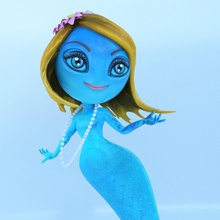 Denizkızı 3dformat çizgi film karakter oyun kız ada daha düşük canavar mistik okyanus inci poly hazır rigg deniz su ateş 3d print model - Mito3D