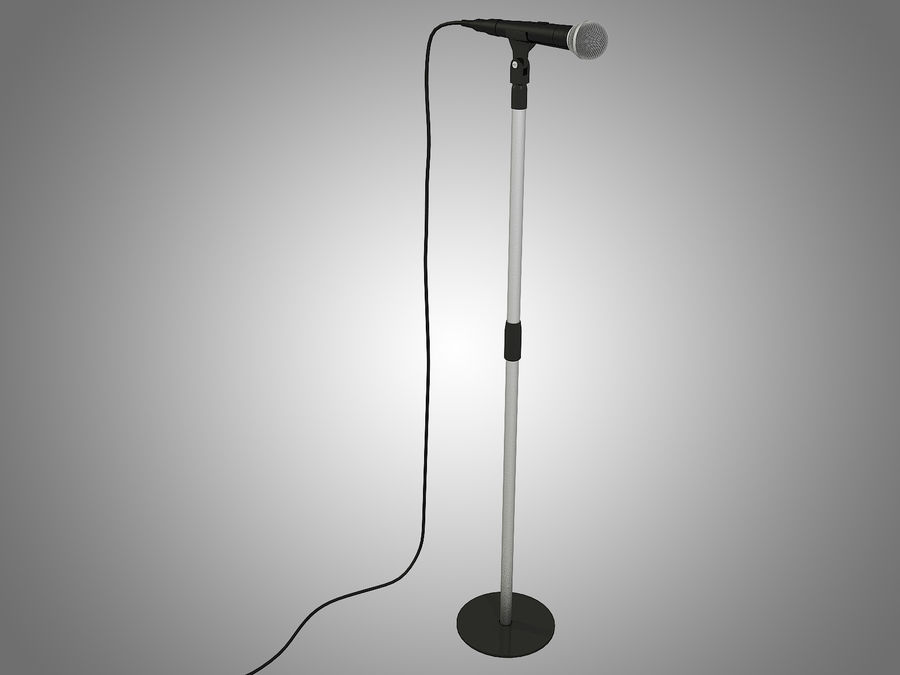 microphone & stand audio bass broadcast editable electric electronic electronics lightwave live mic model music obj record recordable richlt rock sm58 sound stage 3D print model - Mito3D