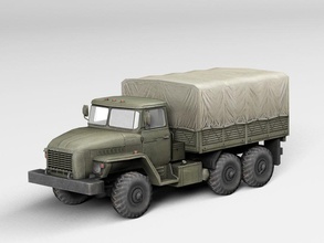 military vehicle ural 3dferomon 6x6 army car chassis flatbed game heavy lower model offroad poly russia russian soviet transport truck ussr war 3d print model - Mito3D