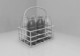 milk bottles bottle handle glass jug item props 3d print model - Mito3D