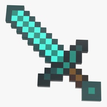 minecraft sword 3d molier blade blocks cartoon color colorful cutting draws fantasy game graphics icon international knife medieval melee military model pixel pixelated symbol watercolor weapon 3d print model - Mito3D