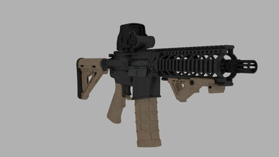 mk18 sbr 223 300 5 56 556 ar15 bcg blackout bolted eotech fjdf71 gun lower m4 magpul model pmag rifle stock upper weapon 3d print model - Mito3D