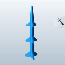 Modell-Rakete 9 Flossen v1 Modell Rakete äußeren Raum Raumschiff bedruckbar ist lowpoly Weltraum-Raumschiff 3d print model - Mito3D