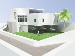 moderna-casa 3d viciado arquitetura prédio conceito o dia design garagem a casa nível luz modelo moderno piscina cena divisão de pedra estrutura natação 3d print model - Mito3D