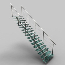 modern glass stairs architecture blue design designthroughengineering draws elements hall handrail iges interior luxu model parasolid photoview prints solidworks staircase stairways step technical 3d print model - Mito3D