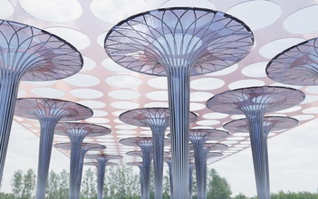 moderne pavillon éléments de l'architecture la construction colonne fantaisie verre midas productions modèle les champignons pavillion pilar structure tansparent 3d print model - Mito3D