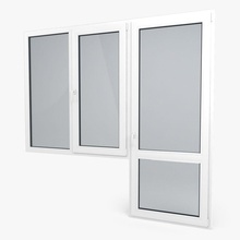 moderno puerta del pvc de la ventana en arquitectura balcón casement elementos entrada salida marco vidrio manija modelo nicemodels plástico perfil realista el umbral vinilo blanco 3d print model - Mito3D