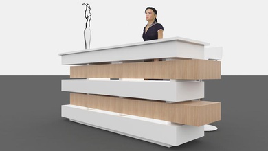 moderno balcão de recepção 3d contemporânea contador secretária mobiliário móveis iads inferior modelo office poli a 3d print model - Mito3D