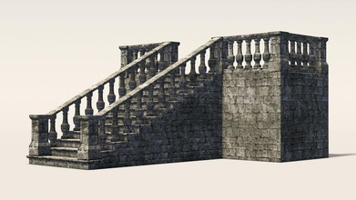 modular grand staircase low poly model 3d architecture art builder castle dungeons elements fantasy fortress game interior lower medieval stairs step structure 3d print model - Mito3D