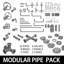 modular pipe pack architecture collection elements factory gas industrial industry joint link lowpoly machine model mpoly oil petrol piping plant power props pump set sewage sewer system tool toxic tube valve water 3d print model - Mito3D