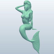 monitor Meerjungfrau v1 Figur mythische Kreaturen bedruckbar ist lowpoly 3d print model - Mito3D