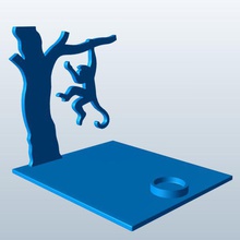 macaco pendurado ramo v1 suspensão animais printable lowpoly 3d print model - Mito3D