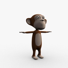 macaco aj 3d animais ape o menino dos desenhos animados personagem criança chimpanzé bonito selva mamífero modelo toon brinquedo a vida selvagem 3d print model - Mito3D