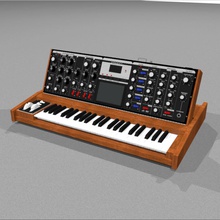 moog voyager sintetizador de teclado c4d modelo electrónica instrumento clave modular la música musical phantomliving poli retro vintage madera 3d print model - Mito3D