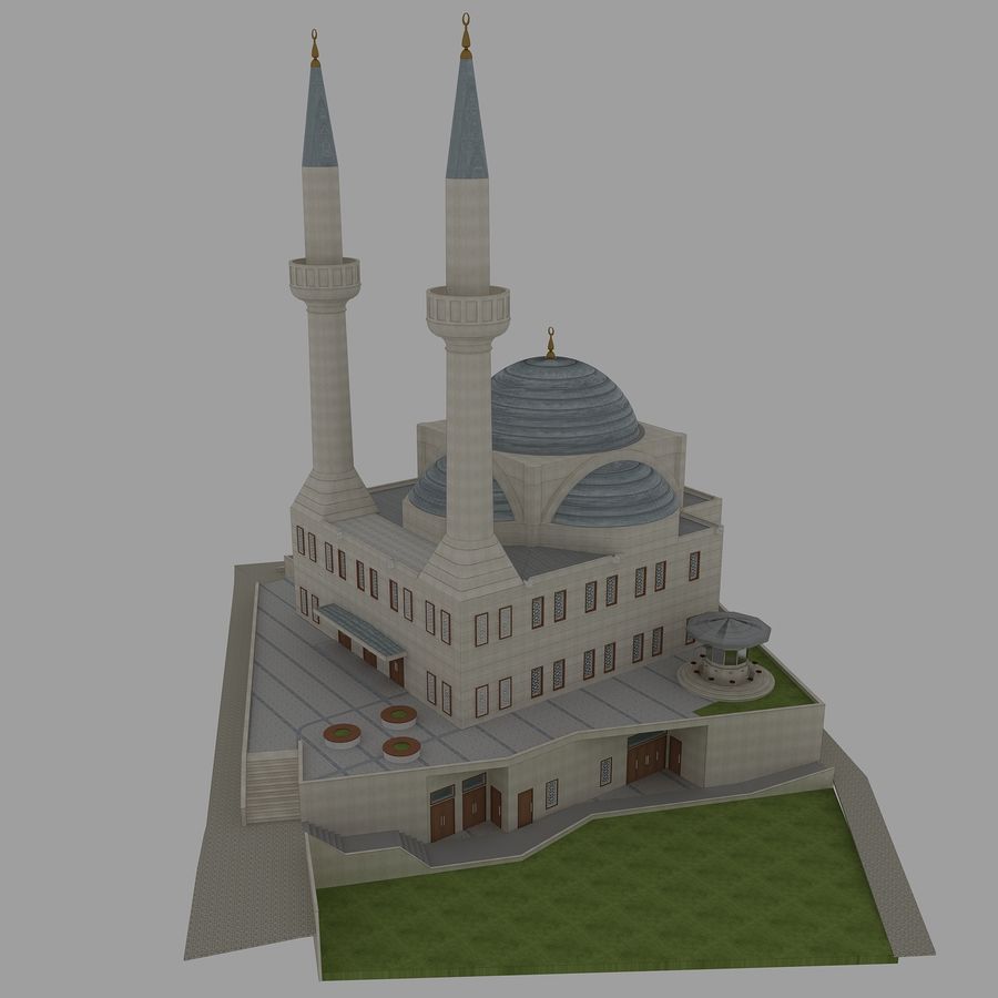 mosque 3d 3dmax 3dsmax architecture cami cathedral church cityscape csurer exterior minare minaret model outside render scene structure vray 3D print model - Mito3D