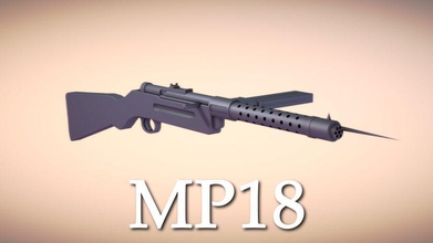 mp18 subametralladora la 2 ª guerra mundial bayoneta arma de fuego limpan109 modelo edad submachine mundo ww1 3d print model - Mito3D