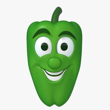 il signor pepe bell cartone animato carattere cibo verde lexxiam modello sorriso di verdure 3d print model - Mito3D