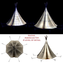 native american indian tipi architecture camp cowboy elements game historic home house hut mantifang model nomad scene shelter structure tent terrain tribe western 3d print model - Mito3D