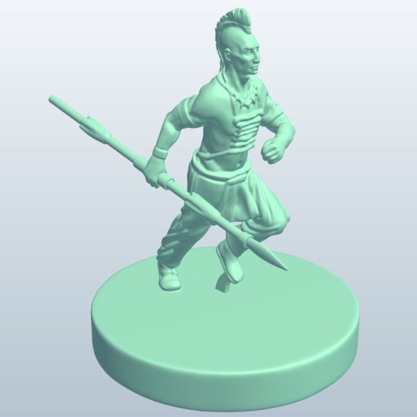 native american warriorspear v1 américain le guerrier la lance personnes imprimable lowpoly 3D print model - Mito3D