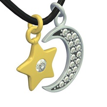colar de v1 a lua estrela pingente jóias printable lowpoly 3d print model - Mito3D
