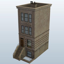 a cidade de nova york brownstone construção v1 nyc prédio edifícios novo printable lowpoly 3d print model - Mito3D