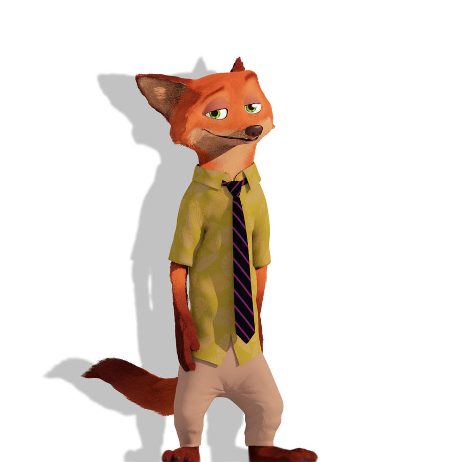 nick wilde zootopia 3d Tier animation anouar Kunst blender c4d Charakter disney film fox max maya Modell Film 3D print model - Mito3D