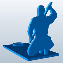 ninja crouching hold sword v1 shadow caster people printable lowpoly 3d print model - Mito3D