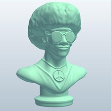 novelty bust hippie v1 statues busts printable lowpoly 3d print model - Mito3D