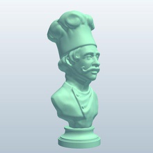 nouveauté bustfrench chef v1 la le buste français de cuisine des statues bustes imprimable lowpoly statues, 3d print model - Mito3D