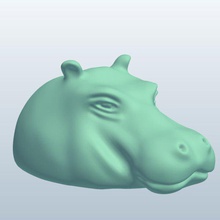 yenilik kafası kısmi su aygırı v1 baş hayvanlar yazdırılabilir düşük poli 3d print model - Mito3D