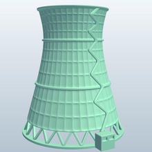 nuclear enfriamiento torre v1 edificios imprimible lowpoly 3d print model - Mito3D