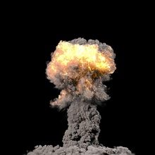 nukleare explosion 3d Apokalypse atom atomic bang big schwarz geblasen Bombe boom verbrannt Staub explosiv Feuer Modell Kernenergie onemorest phoenix phoenixfd Projektil Krieg Waffe 3d print model - Mito3D