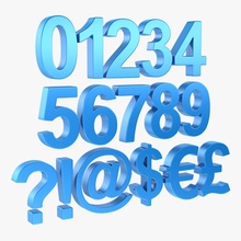 number symbol subdivision 3d alphabet arial character collection dollar euro exclamation fbx font hdpoly mark max model money obj pound question subdivide type vray 3d print model - Mito3D