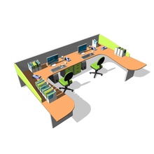 mesa de escritório 3dcottage dos desenhos animados cadeira computador secretária mobiliário móveis lâmpada laptop modelo office telefone tabela 3d print model - Mito3D