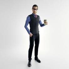office worker 3d bank character clerk coffee cup ddd artist fashion guys high human lower male man model photoreal poly polygon realistic styled sunglasses uniform 3d print model - Mito3D