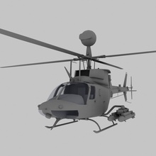 oh-58d kiowa warrior do exército dos eua scout helicóptero modelo de jogo 58d aeronaves avião o fogo inferno militar ditadura oh oh58d petr005 pronta em tempo real nós guerreiro 3d print model - Mito3D