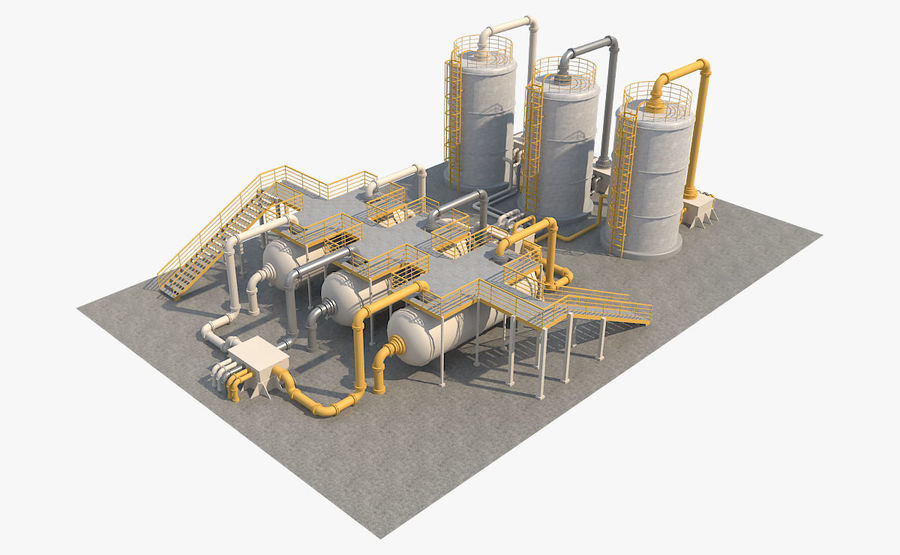 raffineria di petrolio, l'unità 1 3d architettura edificio attrezzature fabbrica gioco gas industriale industria più in basso max max3dmodel il metallo mulino modello olio la pianta poli pronto silo sito l'acciaio archiviazione struttura serbatoio turbina unità 3D print model - Mito3D